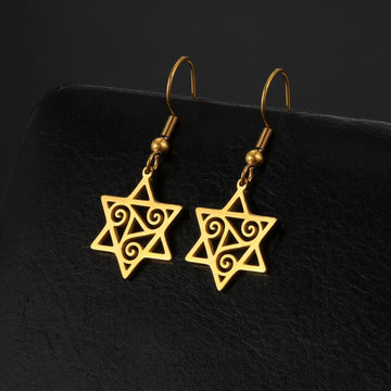 NEW Star of David Vintage Style Triple Spiral Drop Religious Earrings - The Jewellery Supermarket